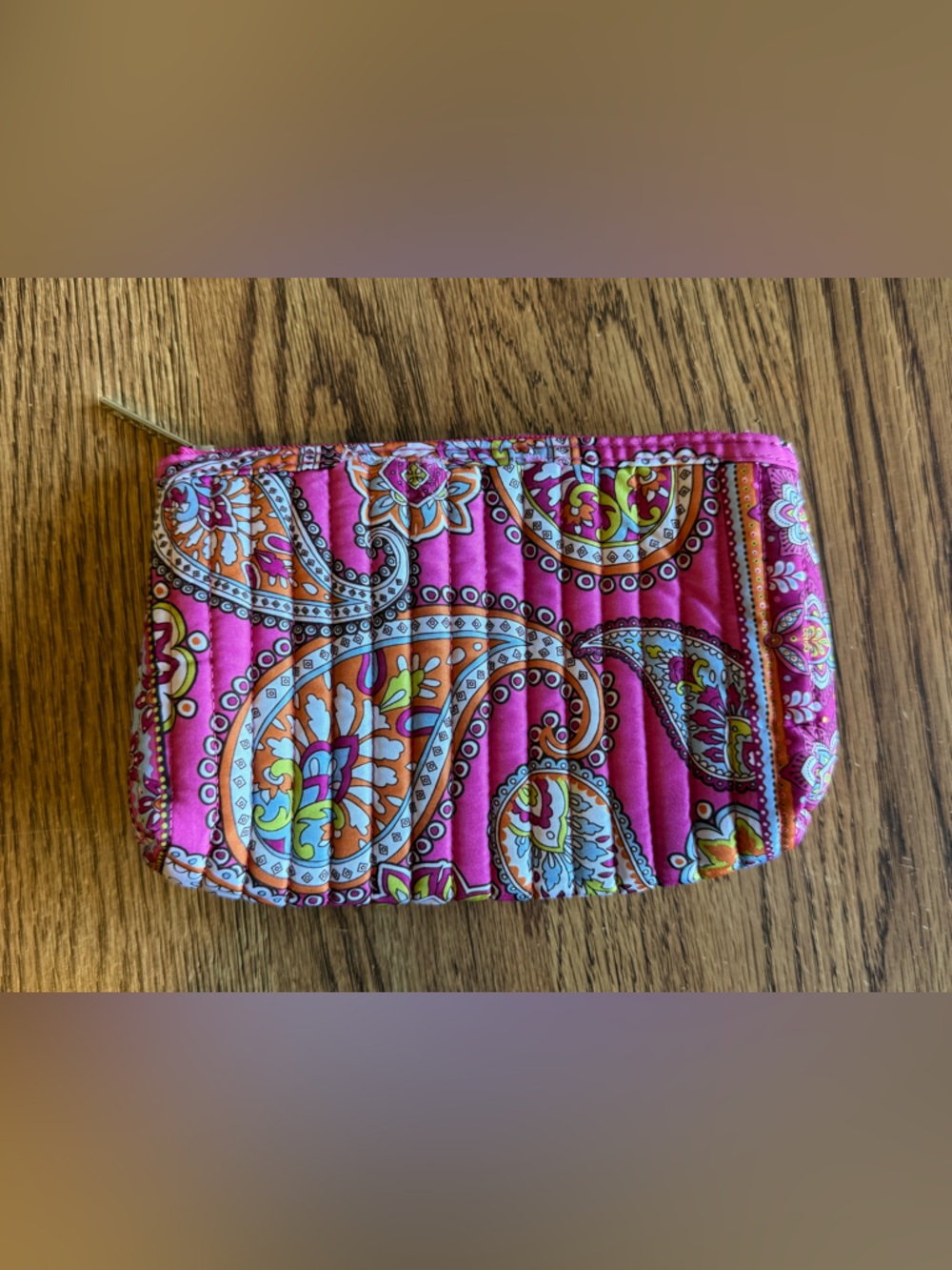 Modella Hot Pink Paisley Quilted Zip Pouch